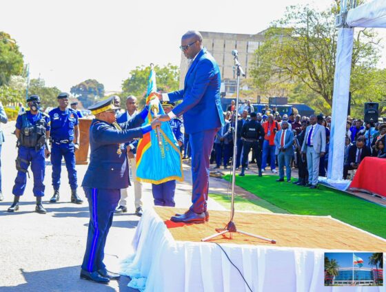 Lubumbashi, Haut-Katanga, RDC, 4 juillet 2025 : la prise de fonction officielle du nouveau Chef de la Police locale, le Commissaire Divisionnaire Blaise Mbula Kilimbalimba.